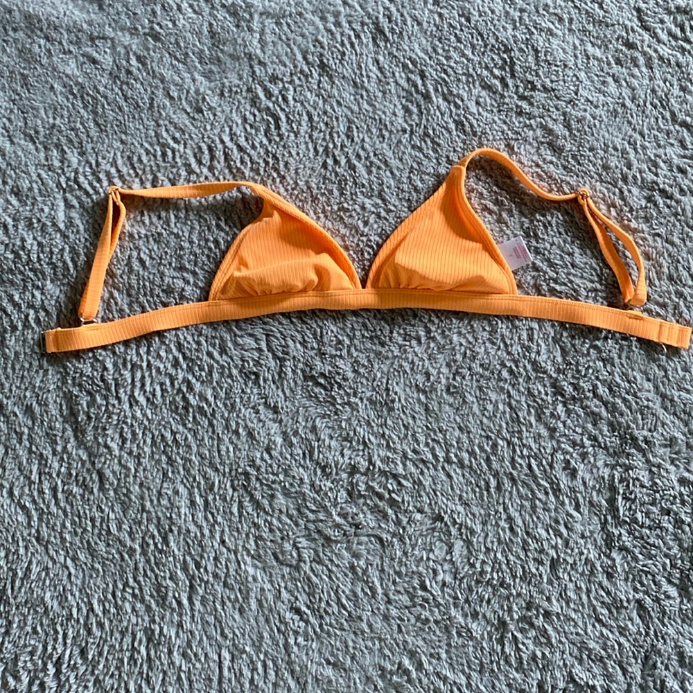 Orange striped bikini top